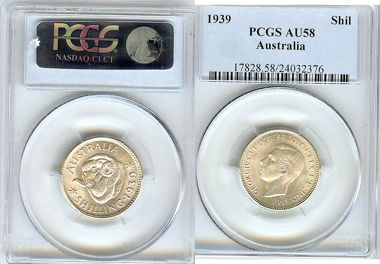 Australian shilling 1939 PCGS AU58